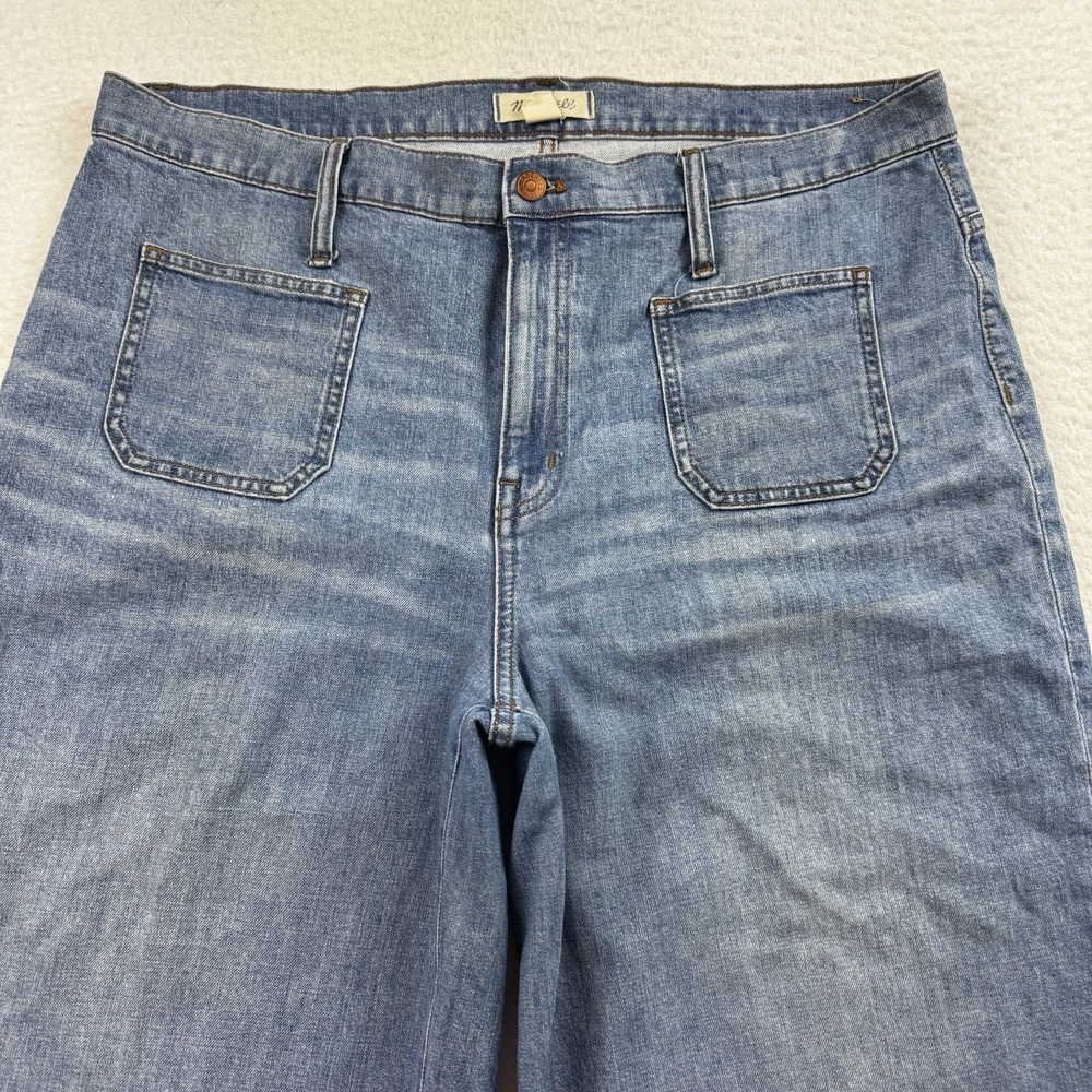 Madewell Jeans Women's 34P Blue Wide Leg Crop High Rise Whiskered Denim - Picture 2 of 11